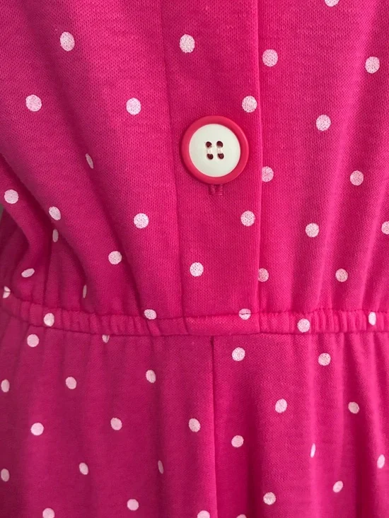 Vintage 80's Pink Polka Dot Button Front Dress Size L - Picture 10 of 10
